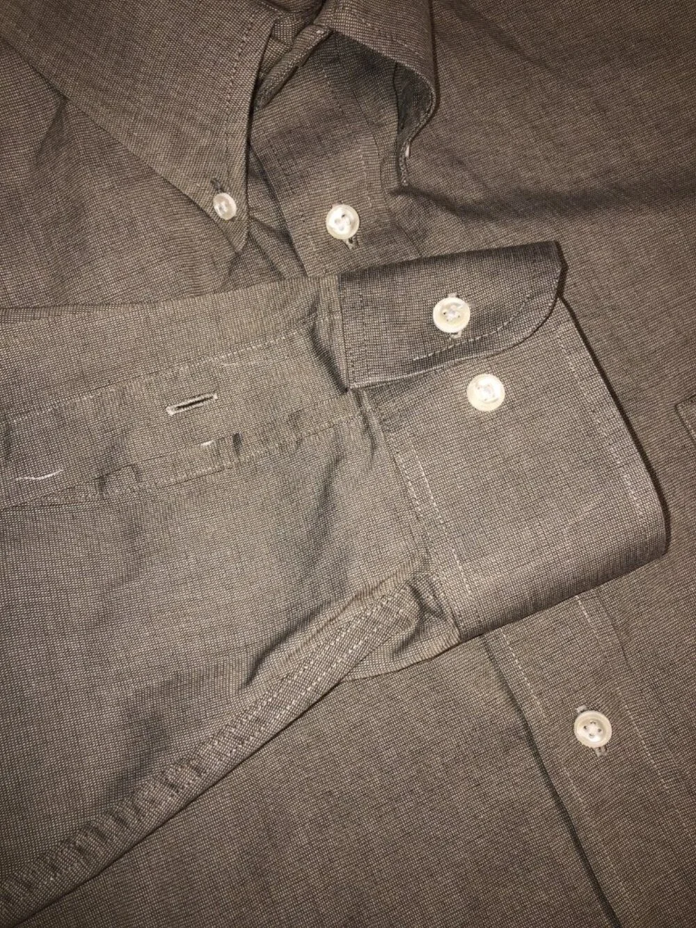 L. Strauss Levi’s Men's 18.5 34/35 BIG Long Sleeve Button Up Shirt Gray Brown